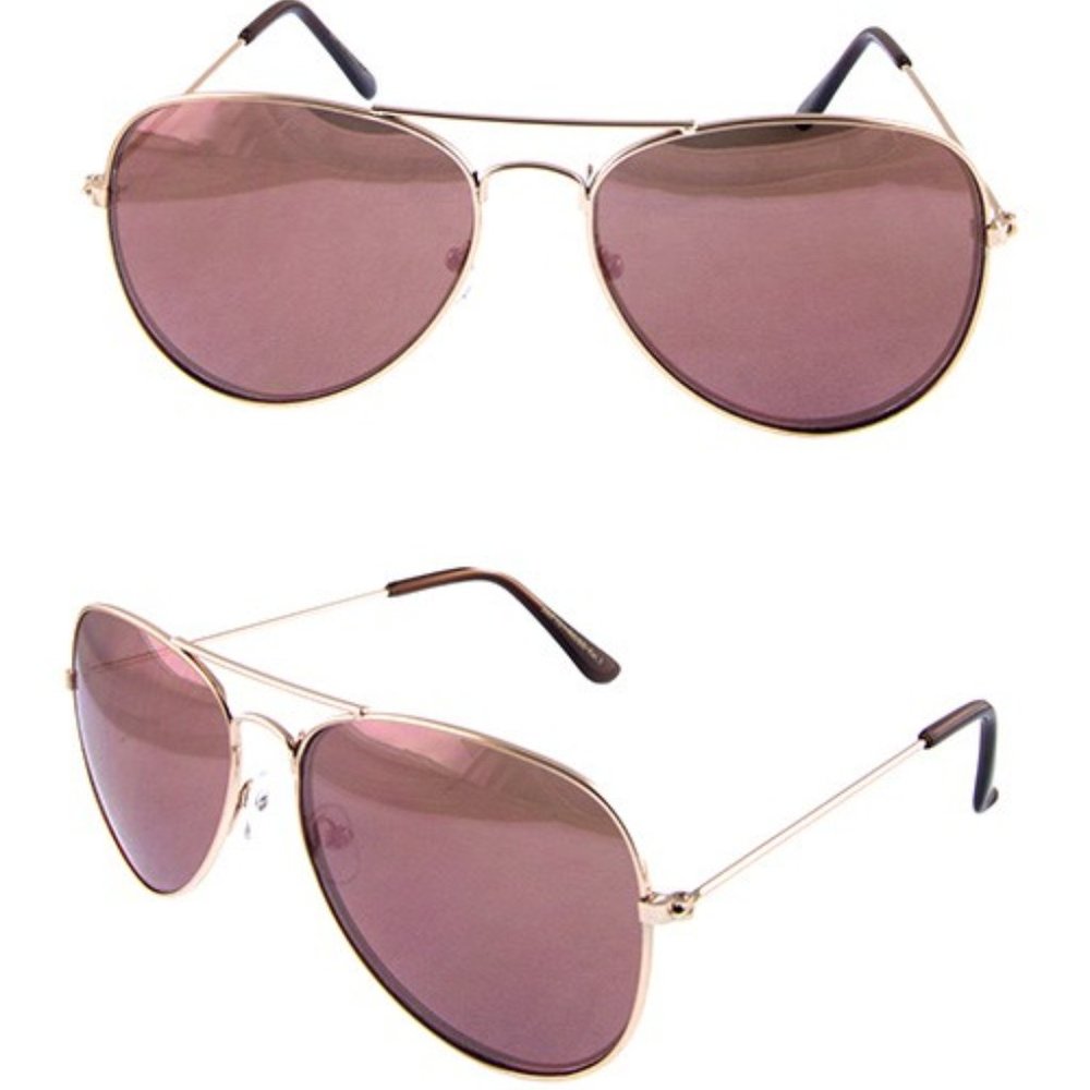 Pink Metal Aviator Sunglasses
